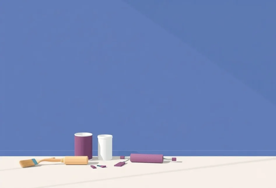 Outils de peinture disposés dans l'ordre des étapes du chantier